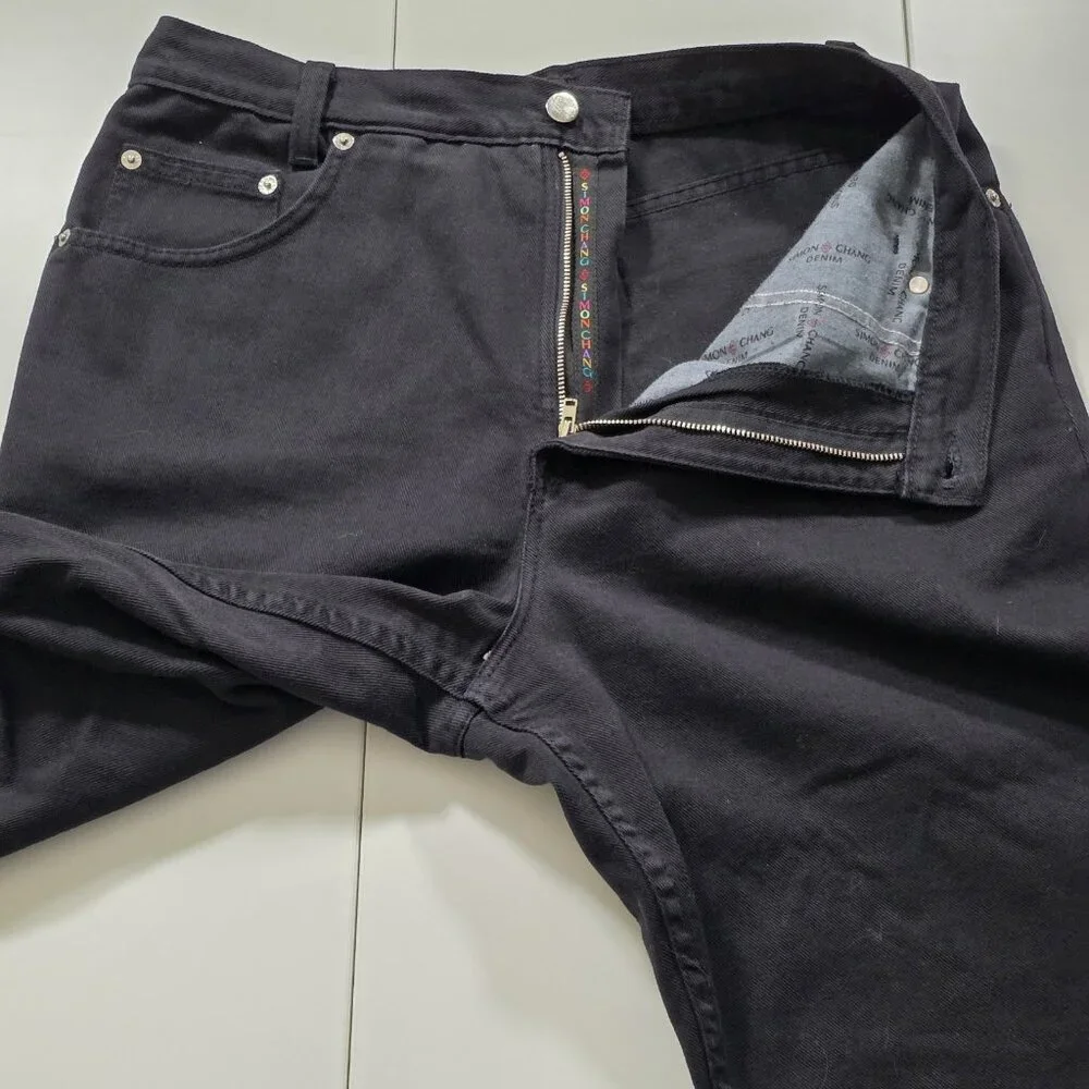 Simon Chang Jeans Women 14 Black High Rise Cotton Denim Canada Made Straight Leg - Picture 11 of 16